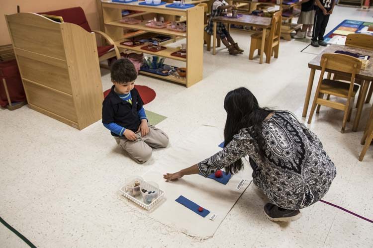 Individualized lessons in the Magnolia and Willow toddler classrooms